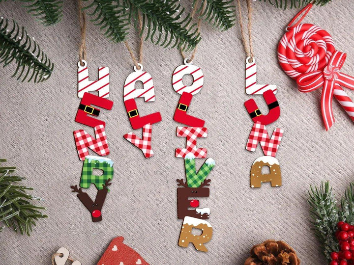 Personalized Christmas Name Letter Wooden Ornament , Personalized Christmas Name Letter Wooden Ornament - Default Title