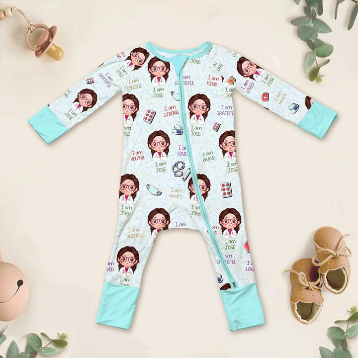 Personalized Dream Jobs Convertible Zippered Romper - Doctor , Personalized Dream Jobs Convertible Zippered Romper - Doctor - 0-3M