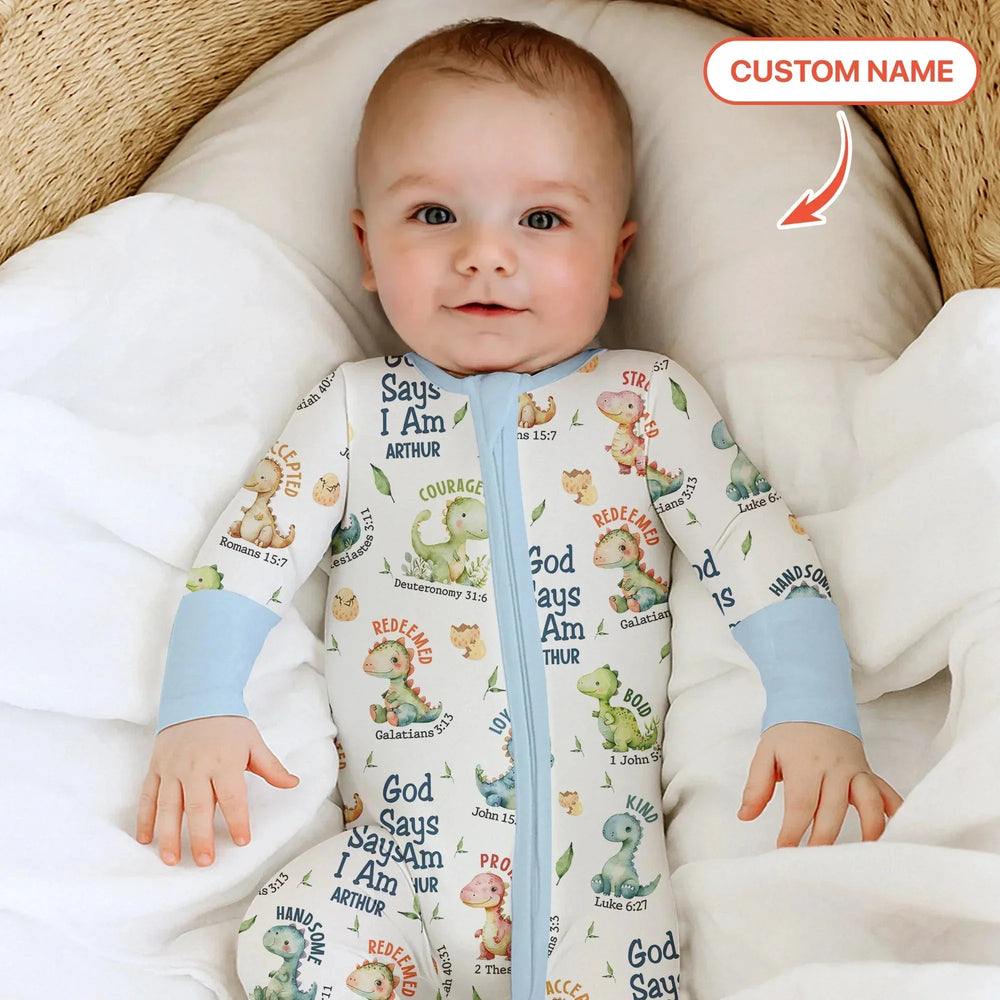 Personalized God Says I Am Dinosaur Convertible Zippy , Personalized God Says I Am Dinosaur Convertible Zippy - 0-3M