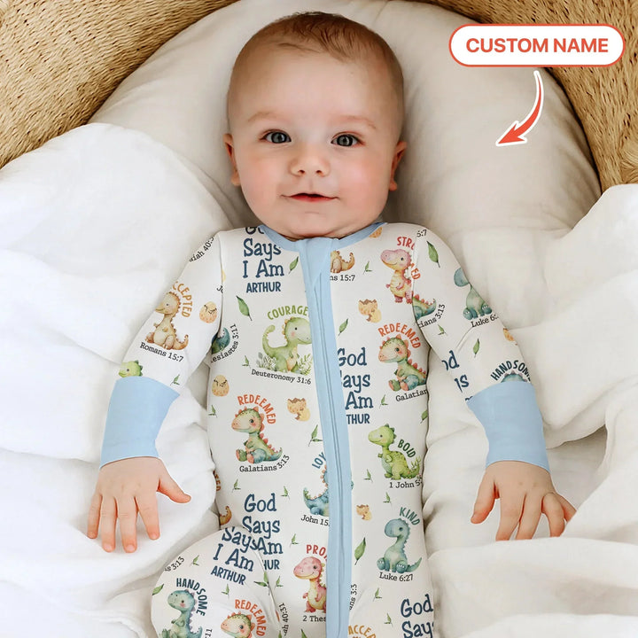 Personalized God Says I Am Dinosaur Convertible Zippy , Personalized God Says I Am Dinosaur Convertible Zippy - 0-3M