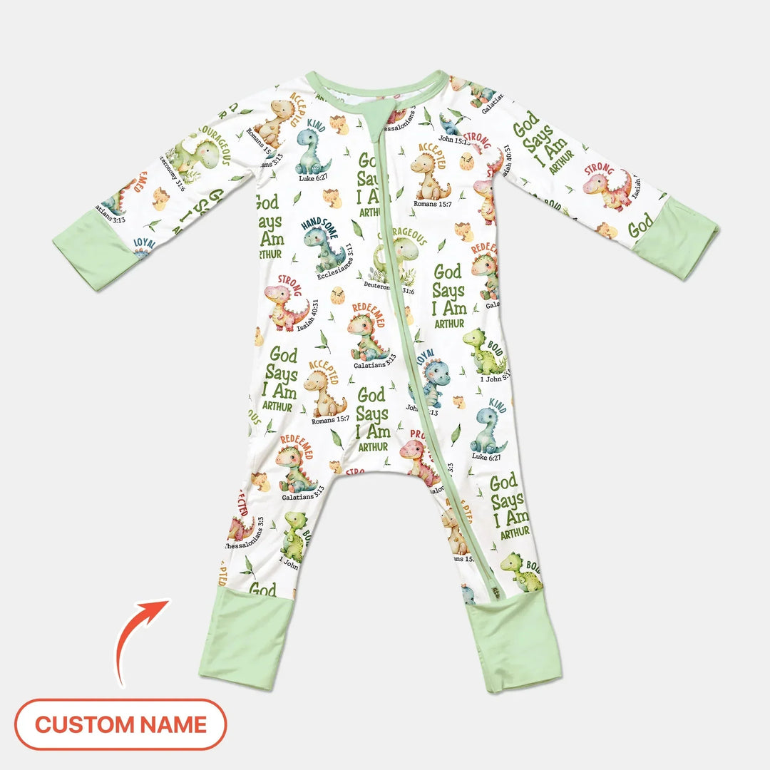 Personalized God Says I Am Dinosaur Convertible Zippy , Personalized God Says I Am Dinosaur Convertible Zippy - 0-3M