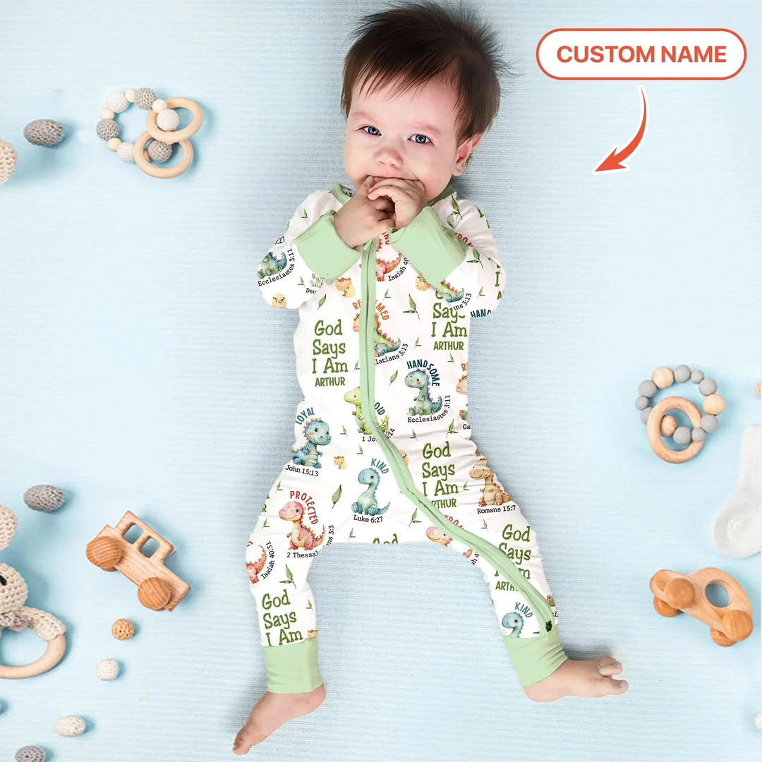 Personalized God Says I Am Dinosaur Convertible Zippy , Personalized God Says I Am Dinosaur Convertible Zippy - 0-3M