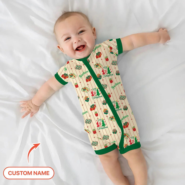 Personalized Our First Christmas Shorty Zippy , Personalized Our First Christmas Shorty Zippy - 0-3M