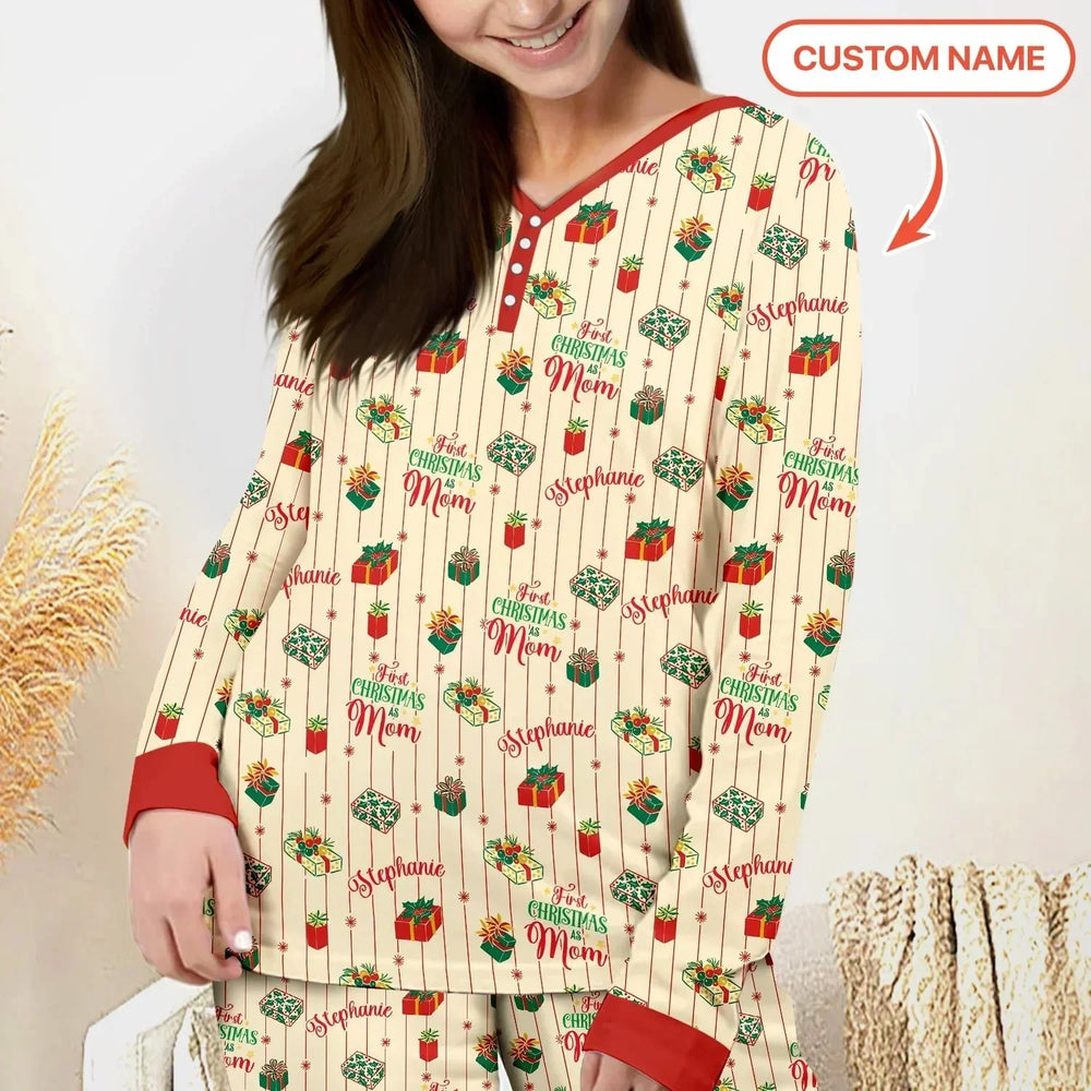 Personalized Our First Christmas Women Pajama Set , Personalized Our First Christmas Women Pajama Set - Only Shirt / S
