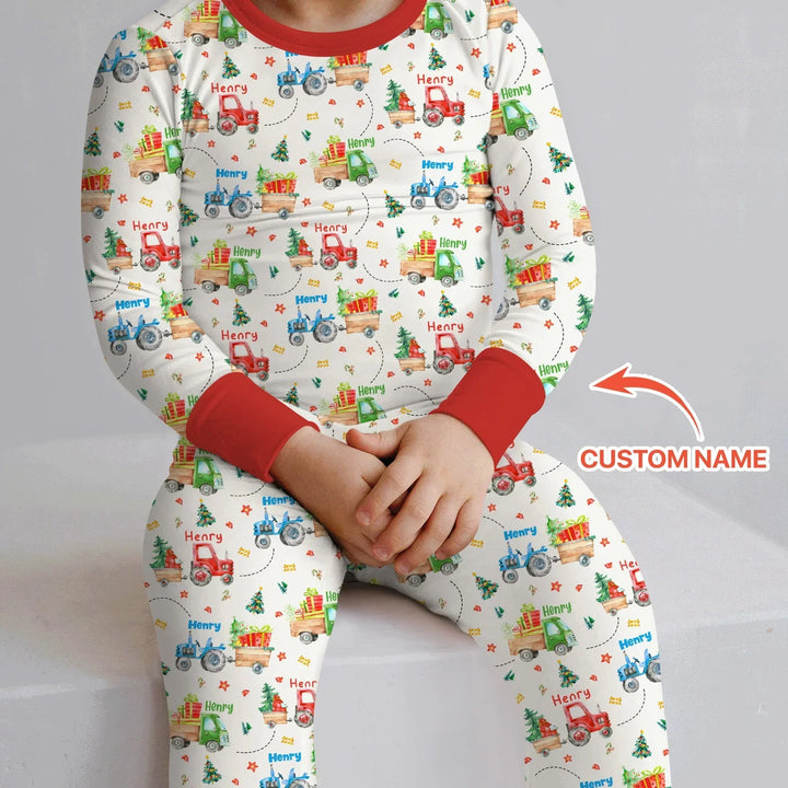 Personalized Santa's Little Builders Two Piece Long Sleeve Pajama Set , Personalized Santa's Little Builders Two Piece Long Sleeve Pajama Set - 12-18M
