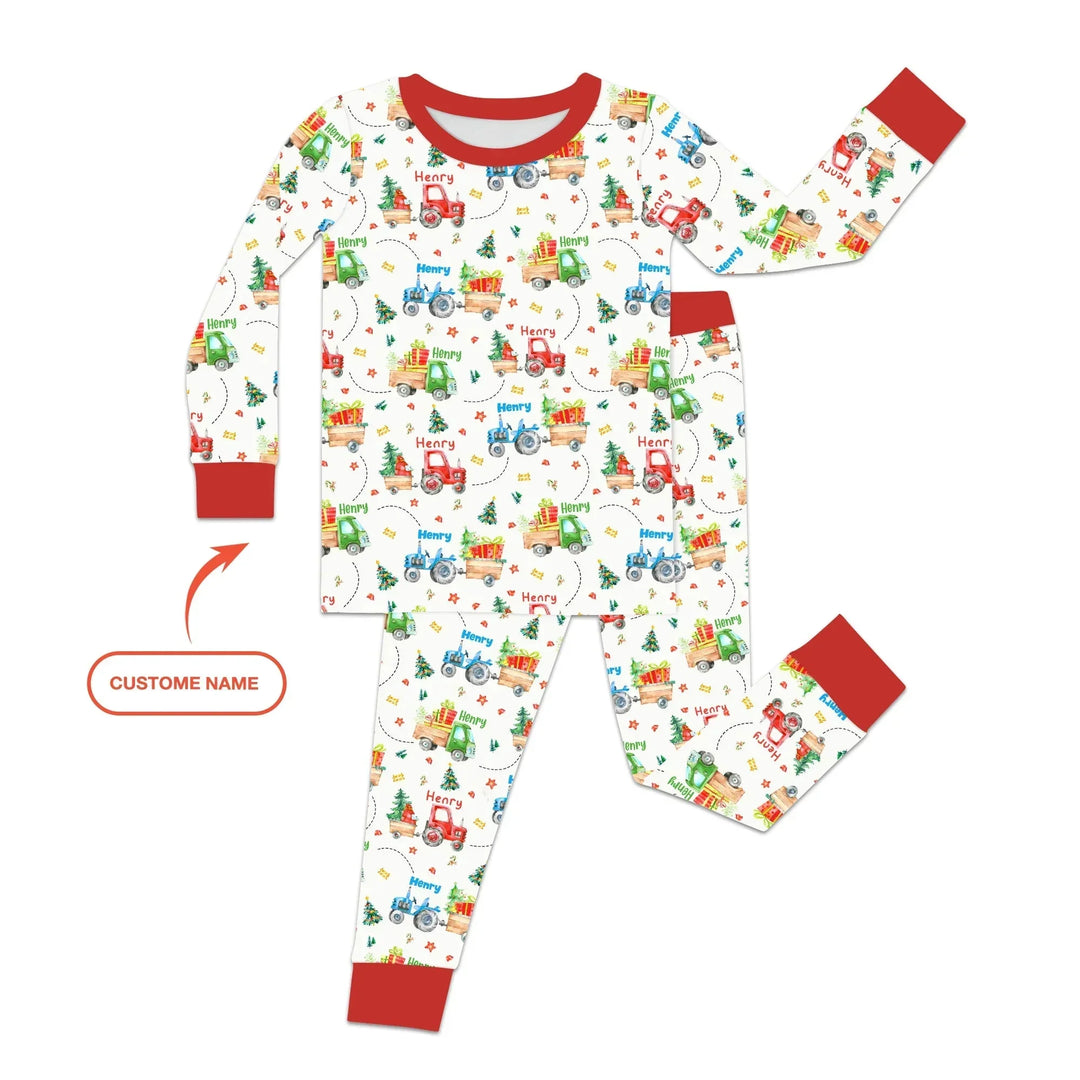 Personalized Santa's Little Builders Two Piece Long Sleeve Pajama Set , Personalized Santa's Little Builders Two Piece Long Sleeve Pajama Set - 12-18M