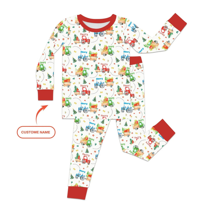 Personalized Santa's Little Builders Two Piece Long Sleeve Pajama Set , Personalized Santa's Little Builders Two Piece Long Sleeve Pajama Set - 12-18M