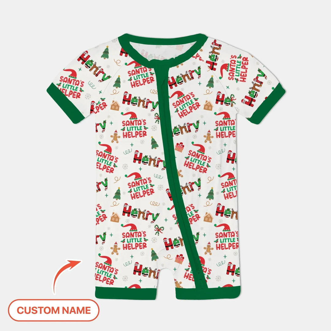 Personalized Santa's Little Helper Shorty Zippy , Personalized Santa's Little Helper Shorty Zippy - 0-3M