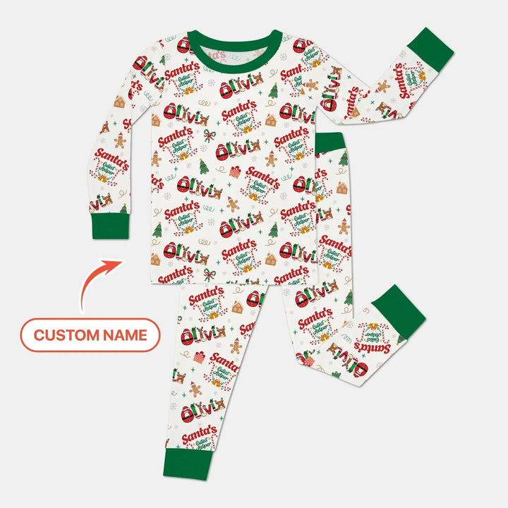 Personalized Santa's Little Helper Two Piece Long Sleeve Pajama Set , Personalized Santa's Little Helper Two Piece Long Sleeve Pajama Set - 12-18M
