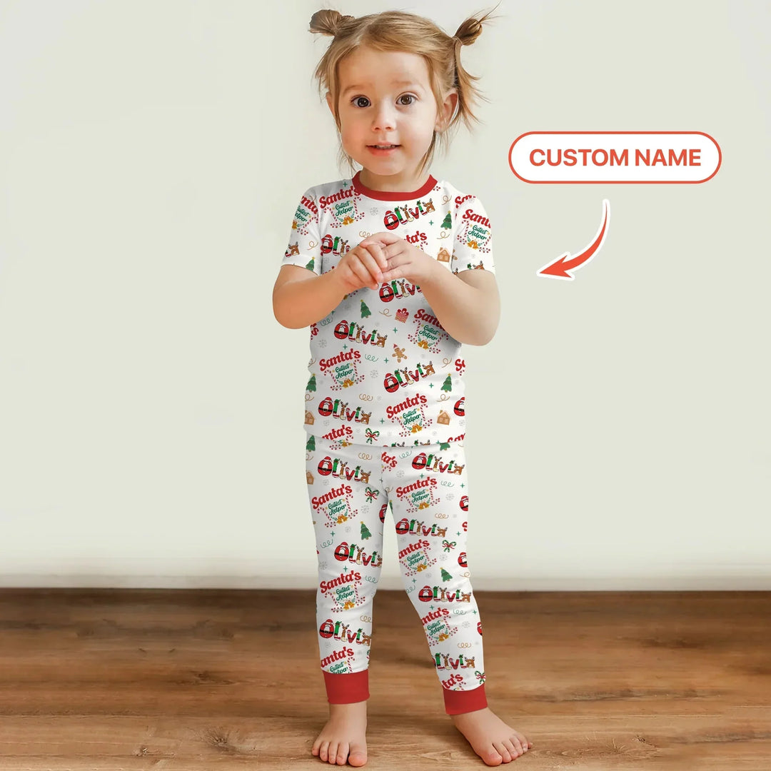 Personalized Santa's Little Helper Two Piece Short Sleeve Pajama Set , Personalized Santa's Little Helper Two Piece Short Sleeve Pajama Set - 12-18M