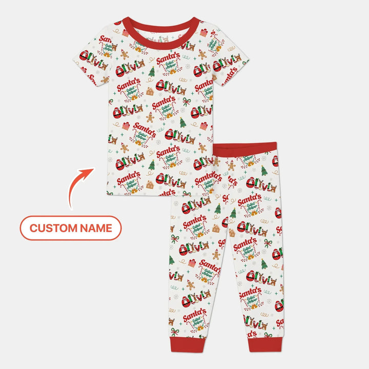 Personalized Santa's Little Helper Two Piece Short Sleeve Pajama Set , Personalized Santa's Little Helper Two Piece Short Sleeve Pajama Set - 12-18M