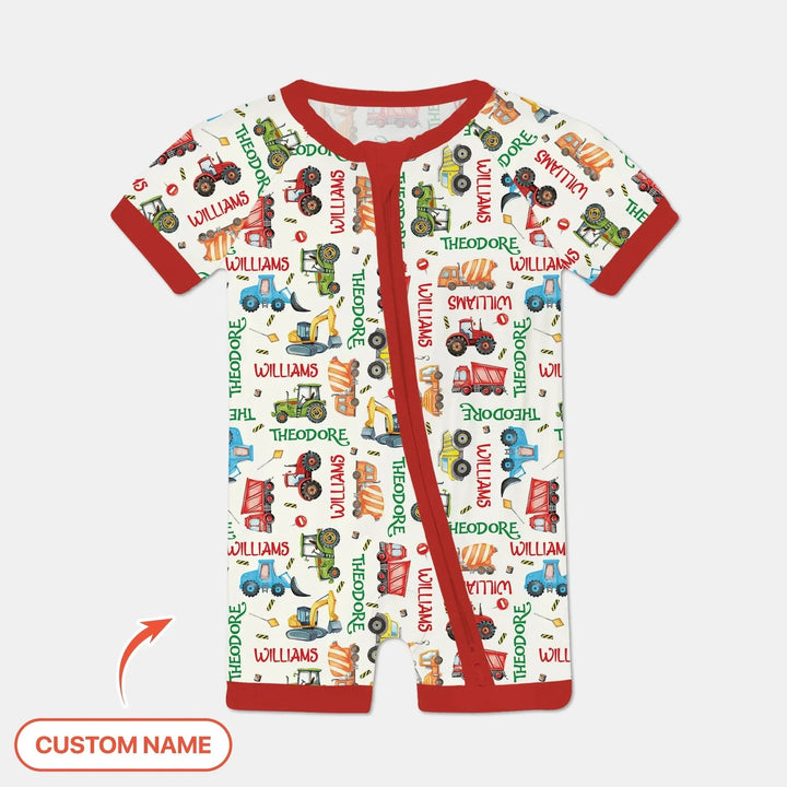 Personalized Tiny Trucks Parade Shorty Zippy , Personalized Tiny Trucks Parade Shorty Zippy - 0-3M