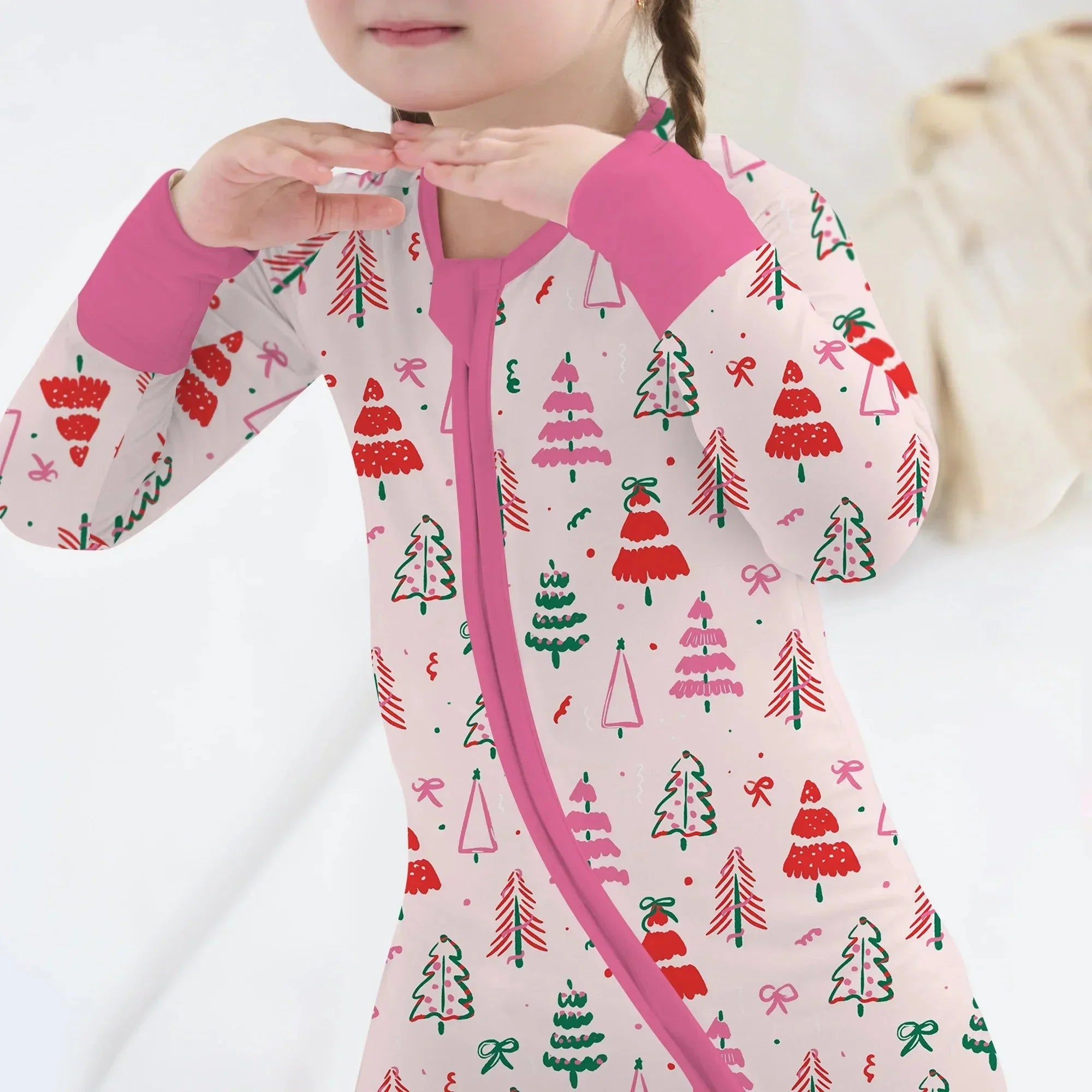 Pink Christmas Tree Farm Convertible Zippy , Pink Christmas Tree Farm Convertible Zippy - 0-3M