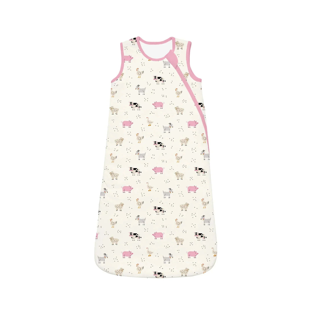 Pink Sleepy Farm Animals Sleep Bag Seasonless 1.0 TOG , Pink Sleepy Farm Animals Sleep Bag Seasonless 1.0 TOG - XS