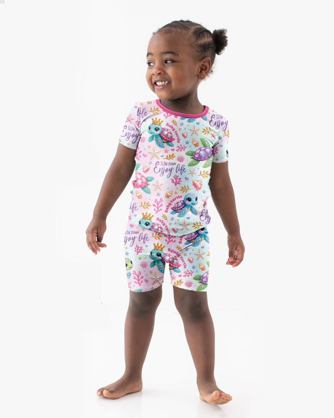 Baby Turtle Bamboo Two Piece Short Sleeve Shorts Pajama Set