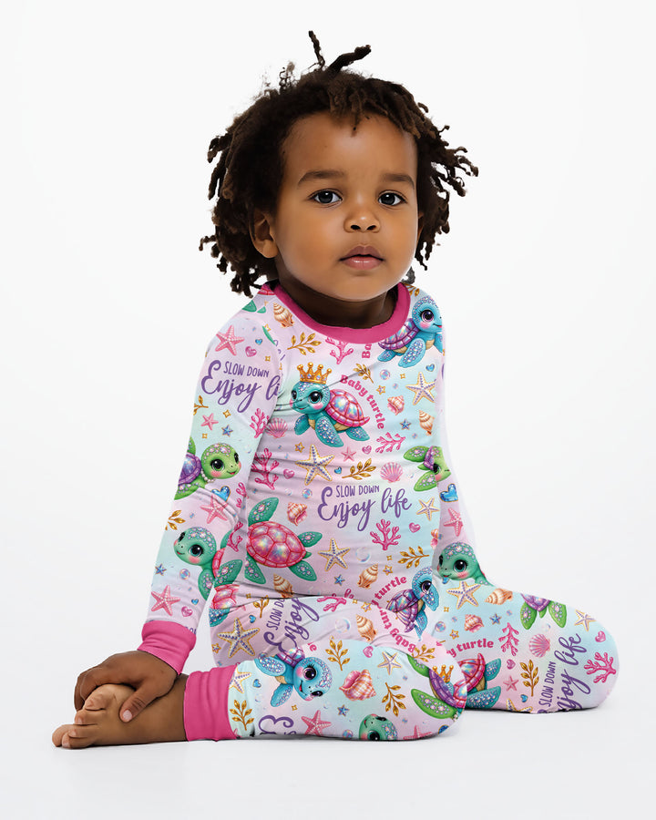 Baby Turtle Bamboo Two Piece Long Sleeve Pajama Set