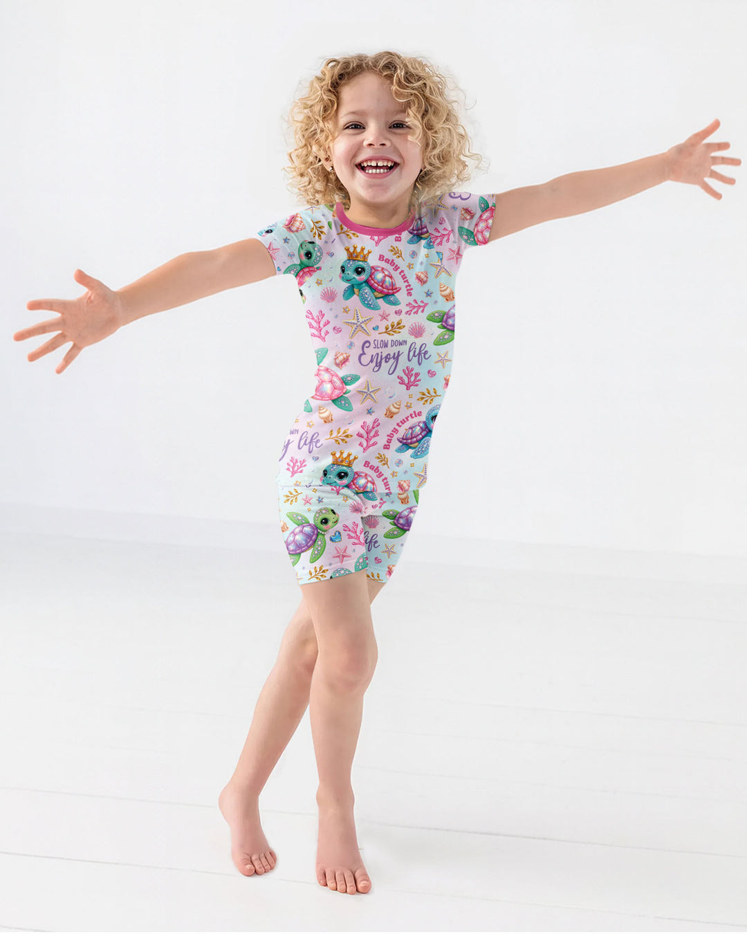 Baby Turtle Bamboo Two Piece Short Sleeve Shorts Pajama Set
