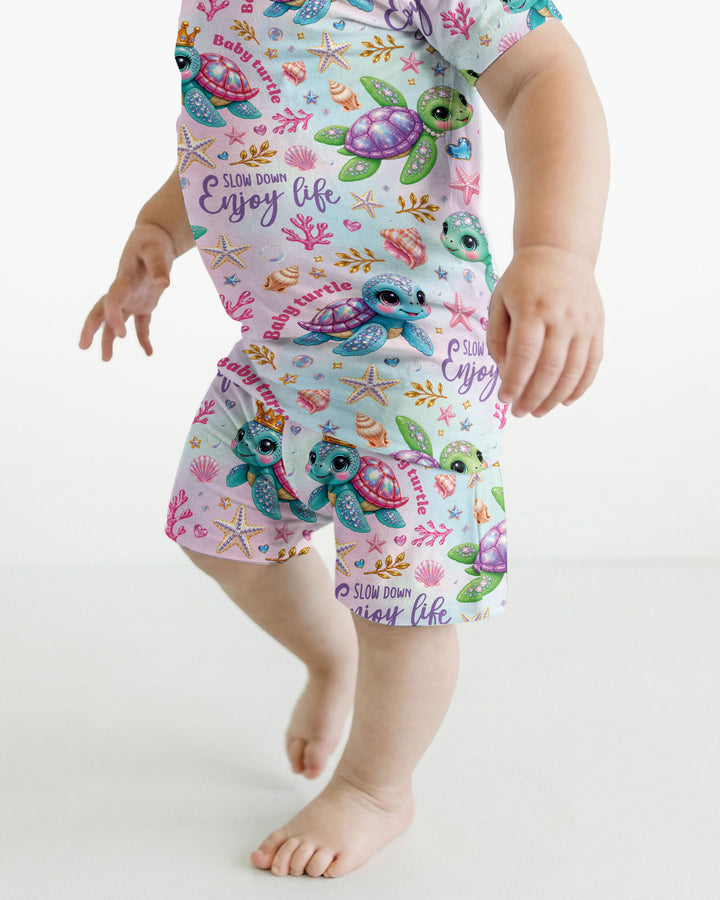 Baby Turtle Bamboo Two Piece Short Sleeve Shorts Pajama Set