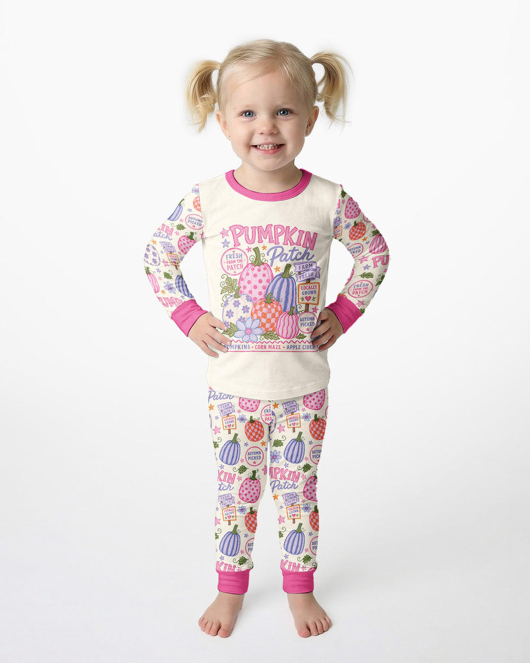 Whimsical Pumpkin Patch Bamboo Two Piece Long Sleeve Pajama Set