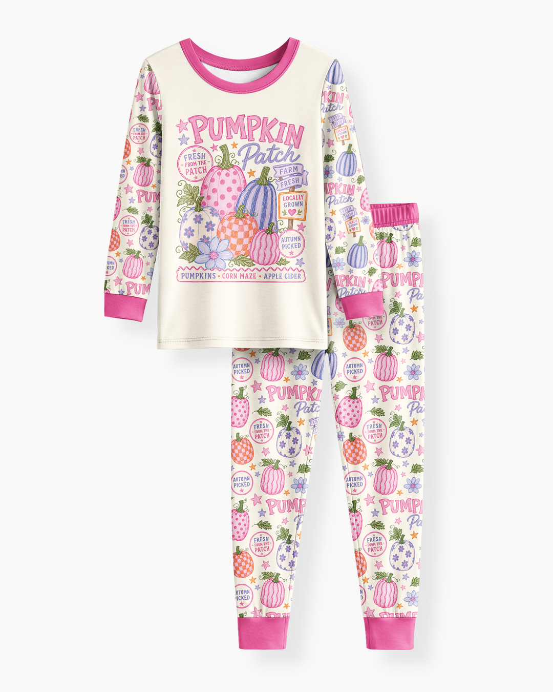 Whimsical Pumpkin Patch Bamboo Two Piece Long Sleeve Pajama Set