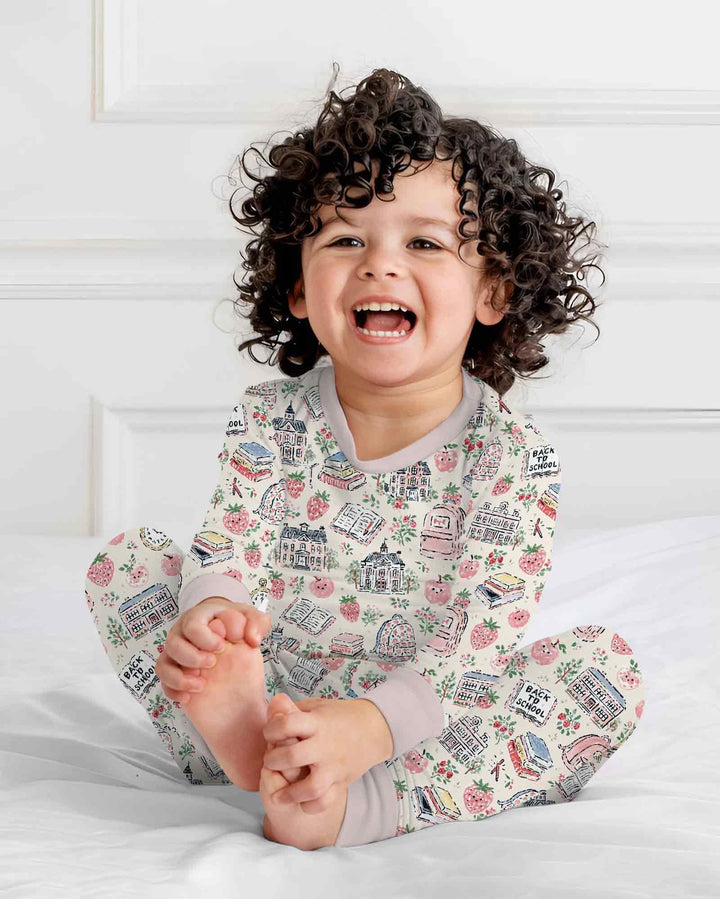 Coquette Strawberry School Days Bamboo Two Piece Long Sleeve Pajama Set
