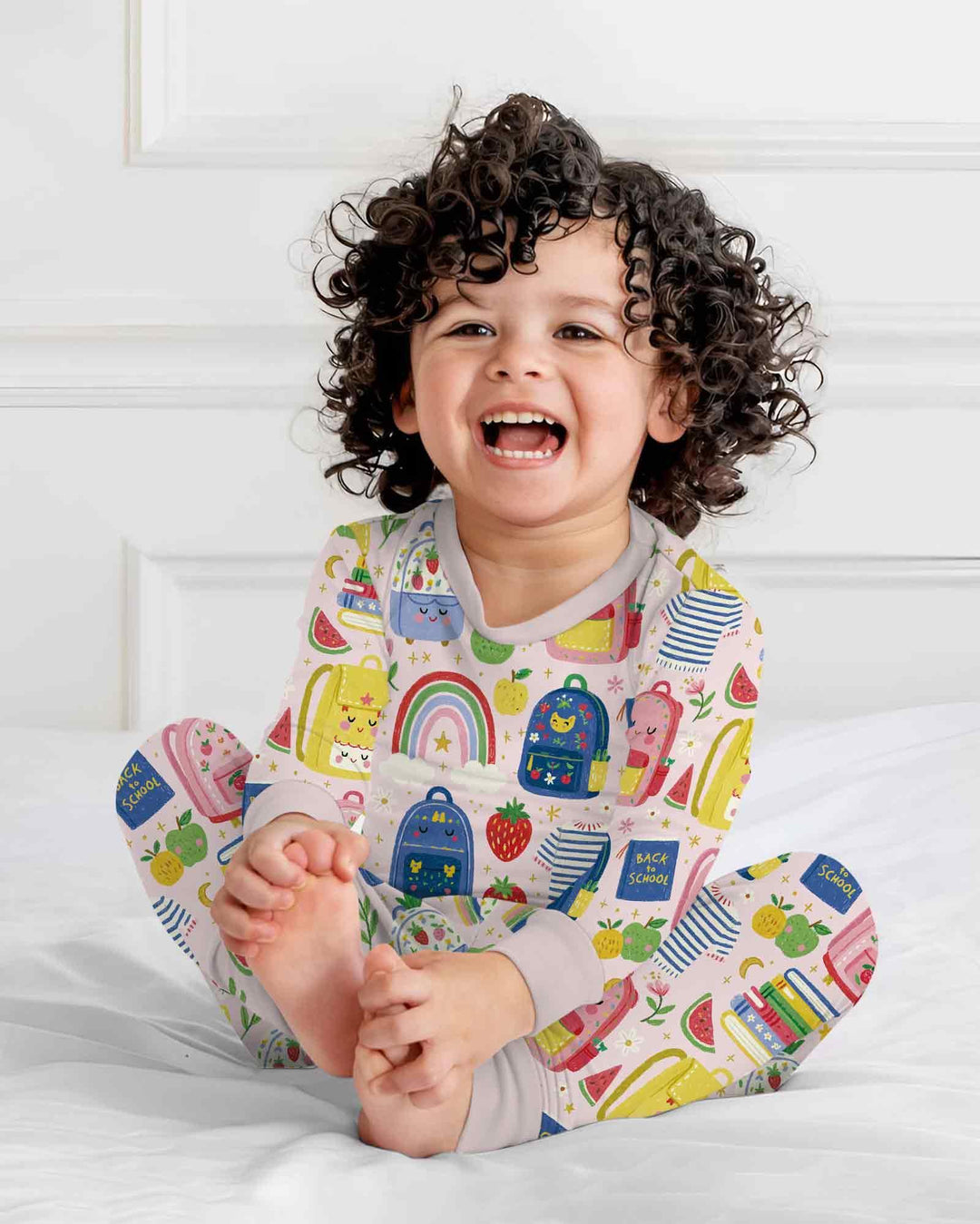Sweet Rainbow School Adventure Bamboo Two Piece Long Sleeve Pajama Set
