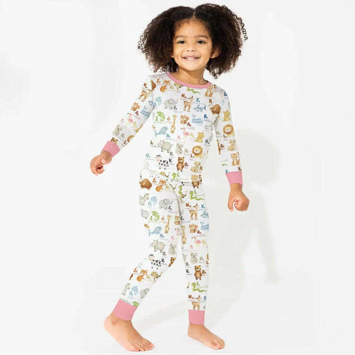 Spanish Alphabet Bamboo Two Piece Long Sleeve Pajama Set