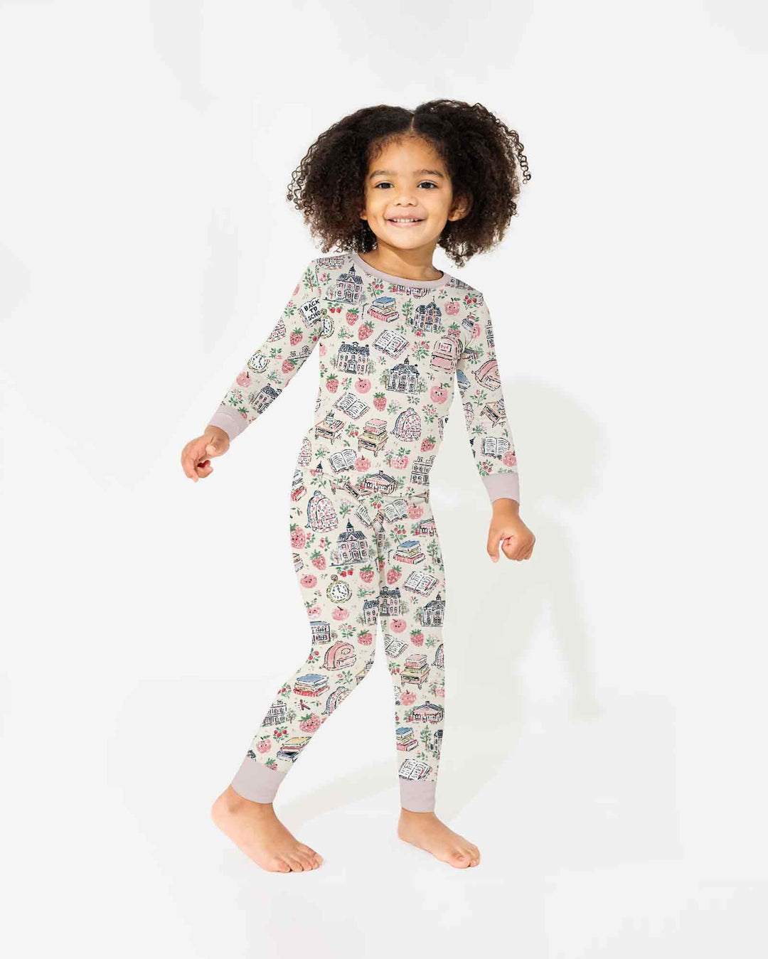 Coquette Strawberry School Days Bamboo Two Piece Long Sleeve Pajama Set