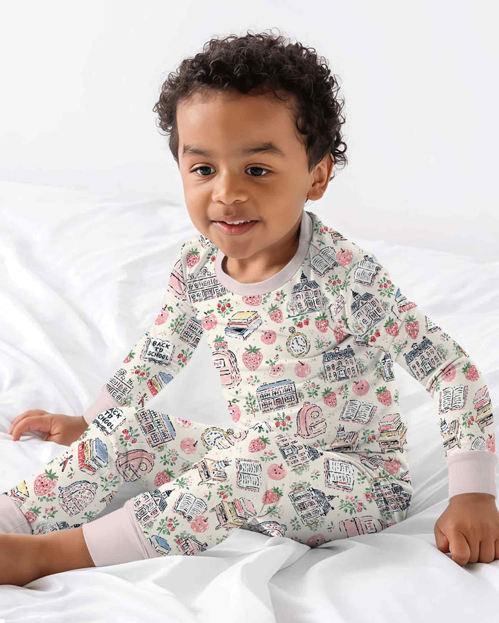 Coquette Strawberry School Days Bamboo Two Piece Long Sleeve Pajama Set