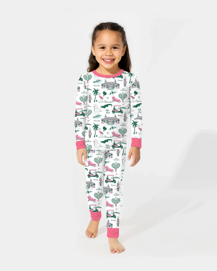 Preppy Palm Getaway Bamboo Two Piece Long Sleeve Pajama Set
