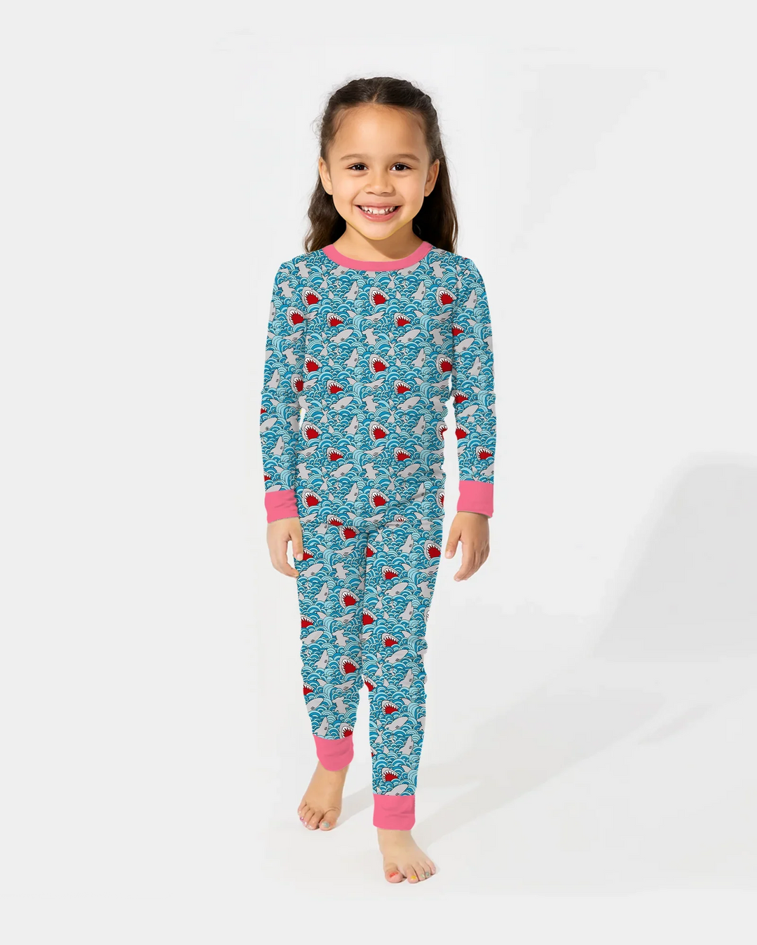 Shark Wave Rush Bamboo Two Piece Long Sleeve Pajama Set