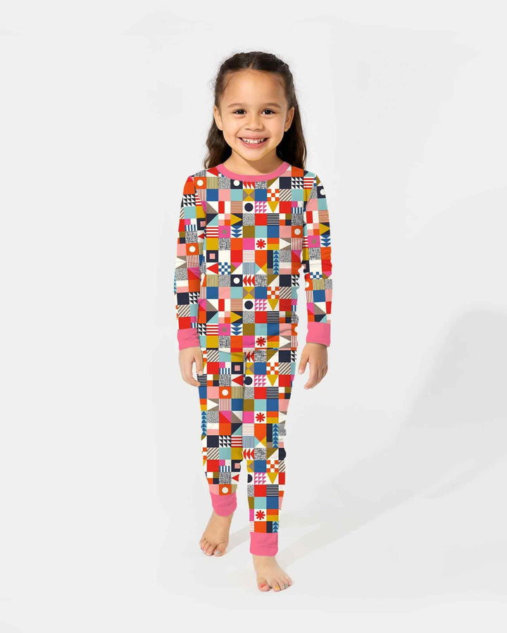 Playful Shapes Bamboo Two Piece Long Sleeve Pajama Set