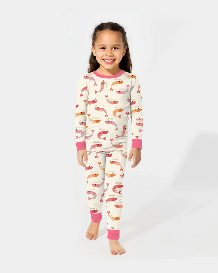 Sweet Shrimp Parade  Bamboo Two Piece Long Sleeve Pajama Set