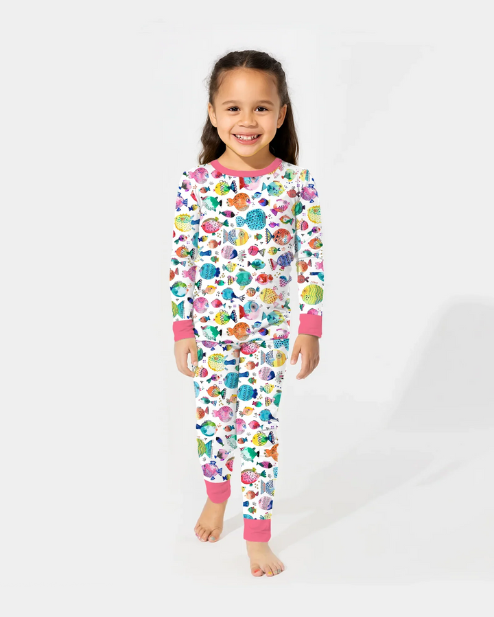 Rainbow Reef Fish Bamboo Two Piece Long Sleeve Pajama Set