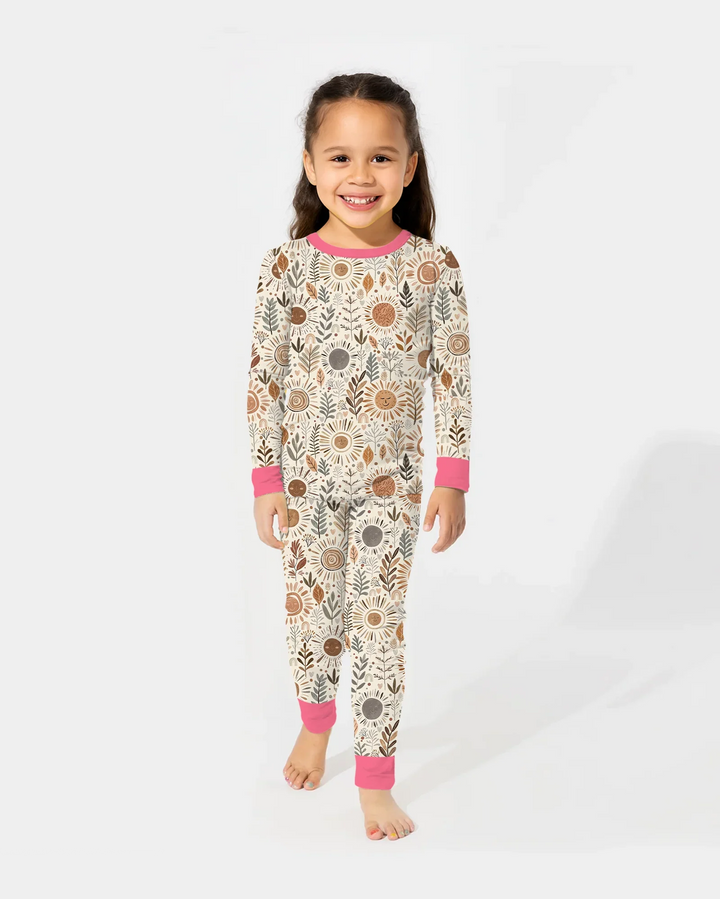 Boho Sunshine Garden Bamboo Two Piece Long Sleeve Pajama Set