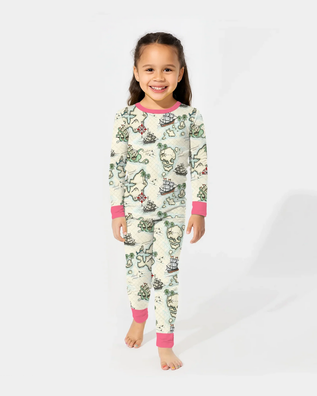 Pirate Treasure Map Quest  Bamboo Two Piece Long Sleeve Pajama Set