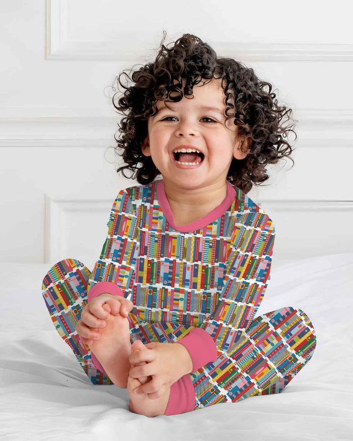 Rainbow Bookshelf Bamboo Two Piece Long Sleeve Pajama Set