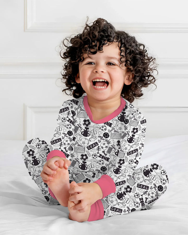 Soccer Doodle Bamboo Two Piece Long Sleeve Pajama Set