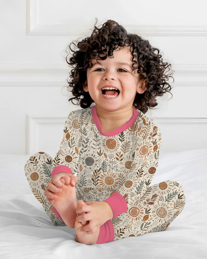 Boho Sunshine Garden Bamboo Two Piece Long Sleeve Pajama Set