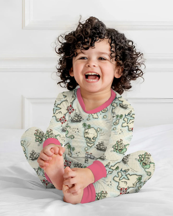 Pirate Treasure Map Quest  Bamboo Two Piece Long Sleeve Pajama Set