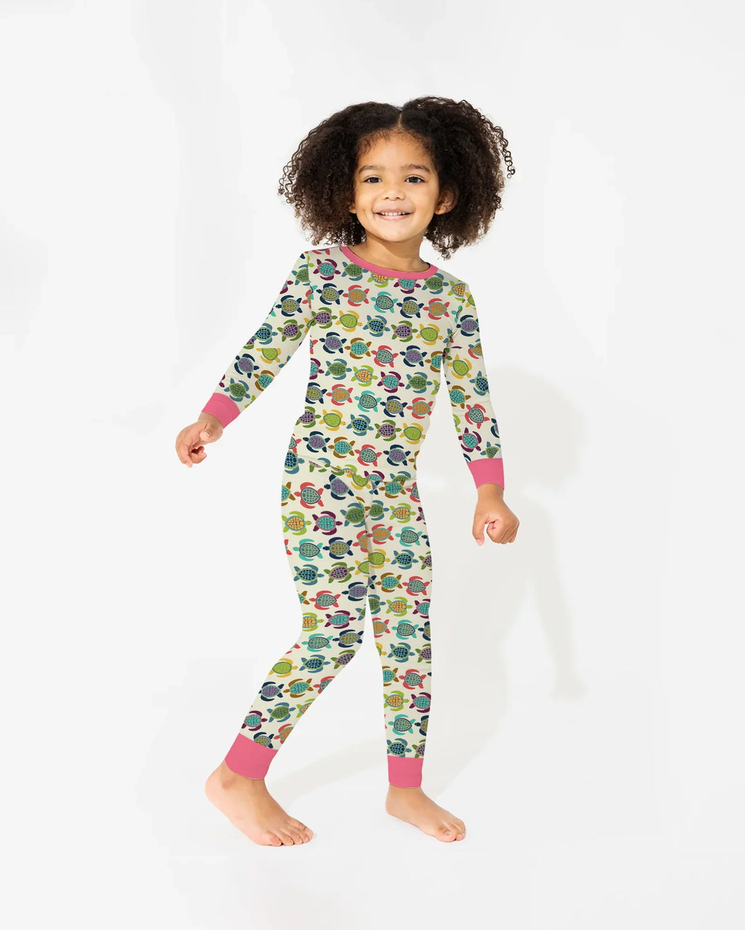 Happy Turtle Parade Bamboo Two Piece Long Sleeve Pajama Set