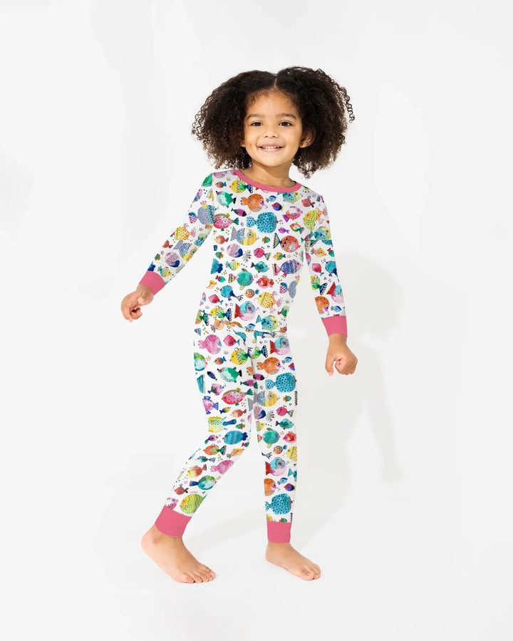 Rainbow Reef Fish Bamboo Two Piece Long Sleeve Pajama Set