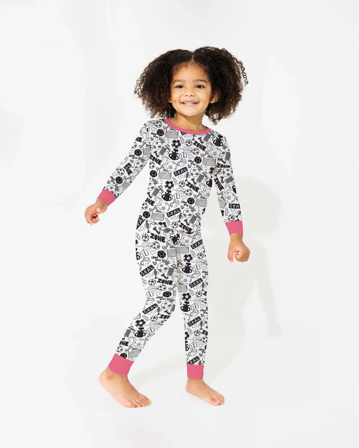 Soccer Doodle Bamboo Two Piece Long Sleeve Pajama Set