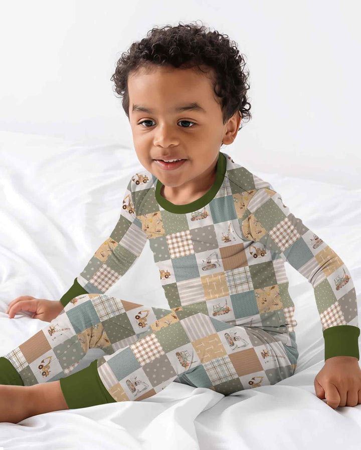 Construction Trucks Bamboo Two Piece Long Sleeve Pajama Set