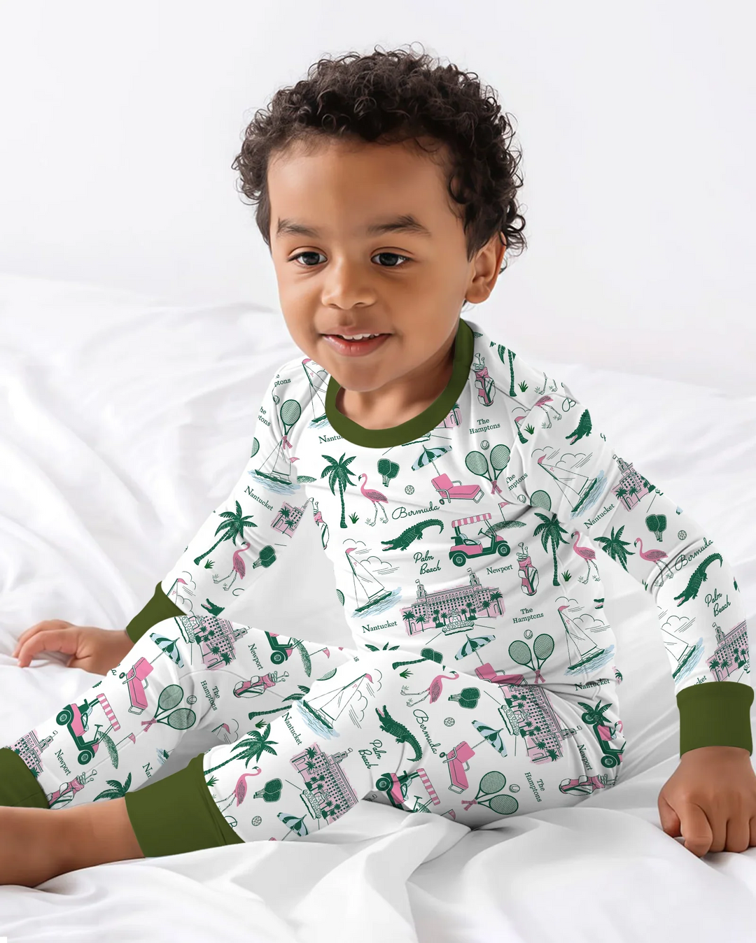 Preppy Palm Getaway Bamboo Two Piece Long Sleeve Pajama Set