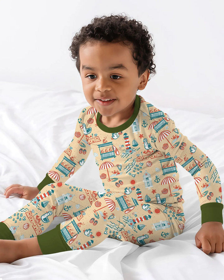 Seaside Storybook Days Bamboo Two Piece Long Sleeve Pajama Set