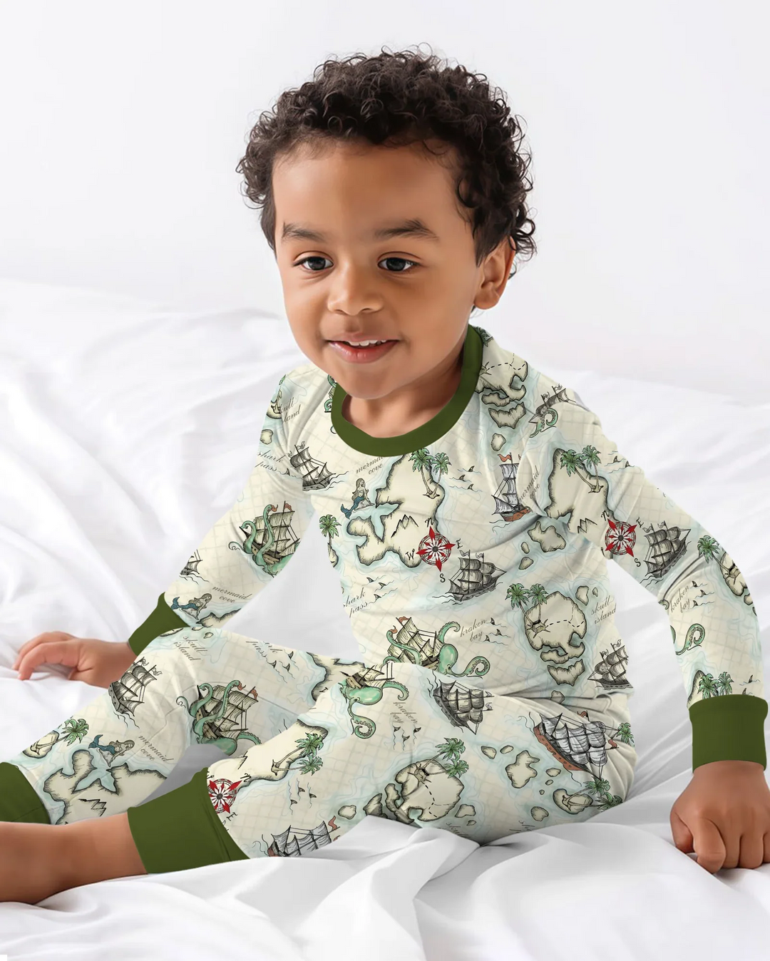 Pirate Treasure Map Quest  Bamboo Two Piece Long Sleeve Pajama Set
