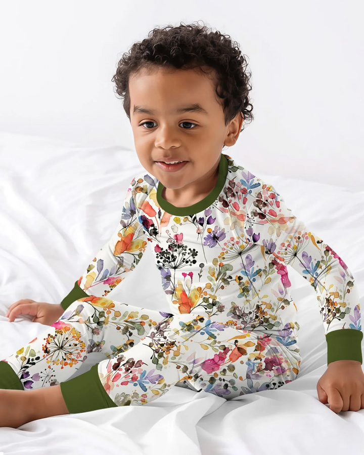 Autumn Meadow Botanicals Bamboo Two Piece Long Sleeve Pajama Set
