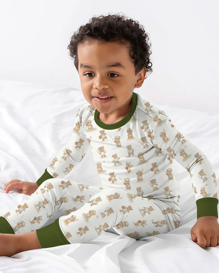 Teddy Team Spirit Bamboo Two Piece Long Sleeve Pajama Set