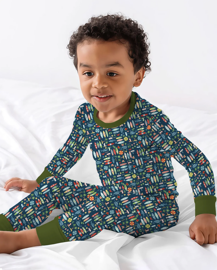 Endless Summer Surf Bamboo Two Piece Long Sleeve Pajama Set